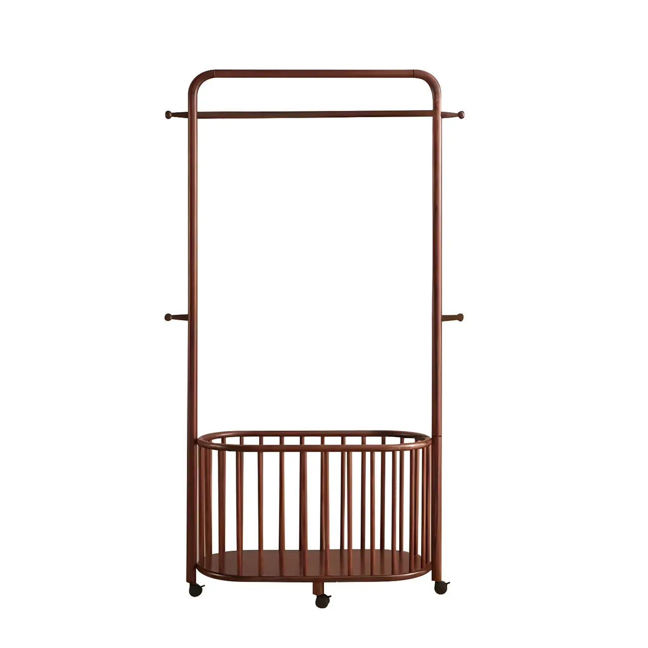 4/9 Hooks Brown Wooden Coat Rack with Storage Image - 9 | homeyfad