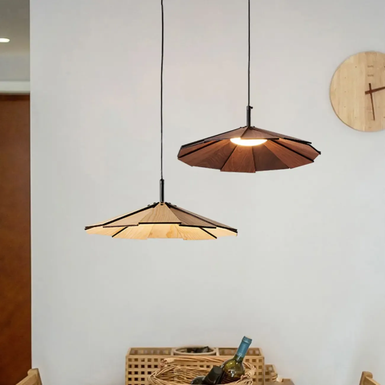 Japanese Style Wooden Umbrella Pendant Light for Modern Home Lighting  Image - 4