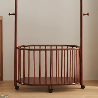 4/9 Hooks Brown Wooden Coat Rack with Storage Image - 14