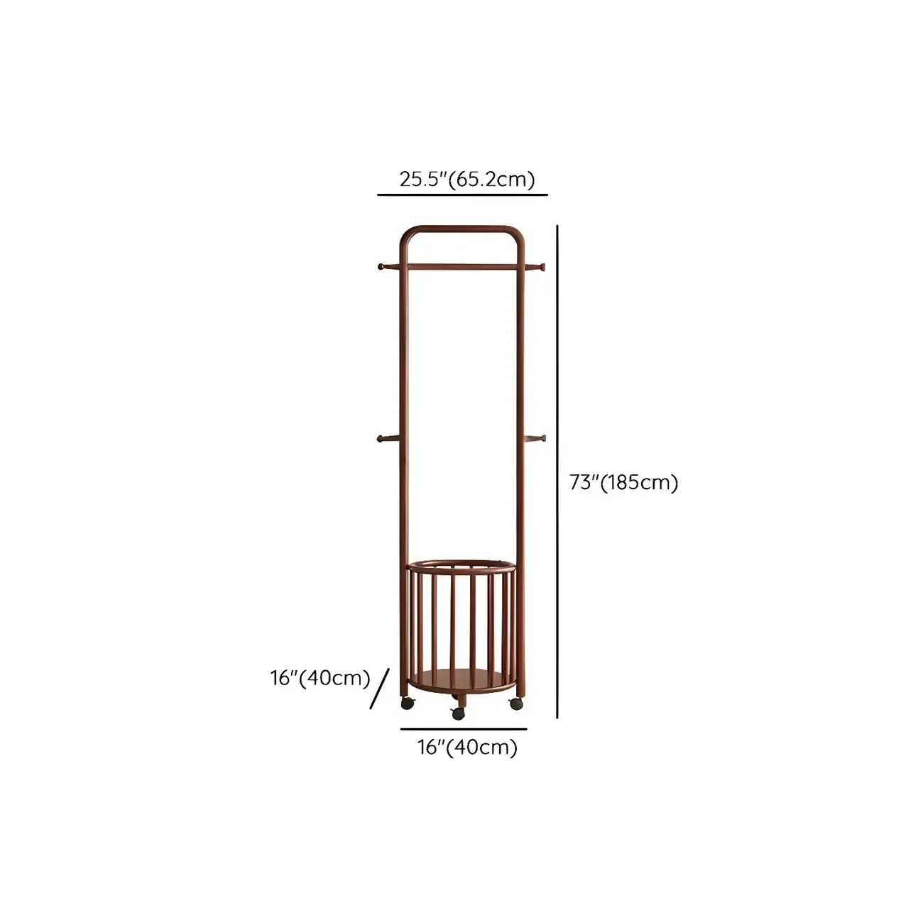 4/9 Hooks Brown Wooden Coat Rack with Storage #size