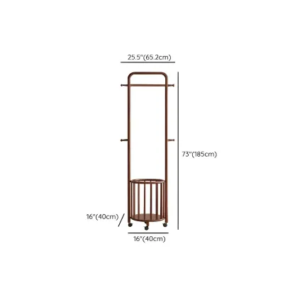 4/9 Hooks Brown Wooden Coat Rack with Storage #size