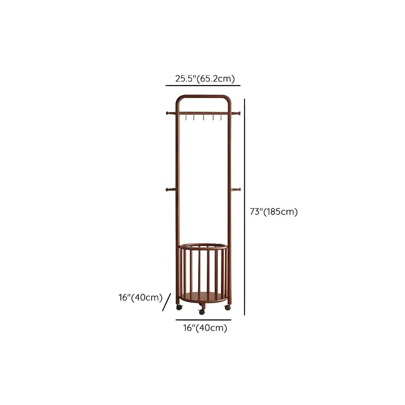 4/9 Hooks Brown Wooden Coat Rack with Storage Image - 16