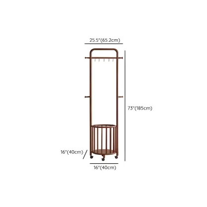 4/9 Hooks Brown Wooden Coat Rack with Storage Image - 16
