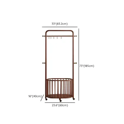 4/9 Hooks Brown Wooden Coat Rack with Storage Image - 18