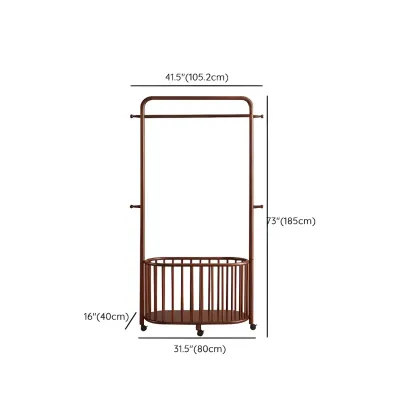 4/9 Hooks Brown Wooden Coat Rack with Storage Image - 19