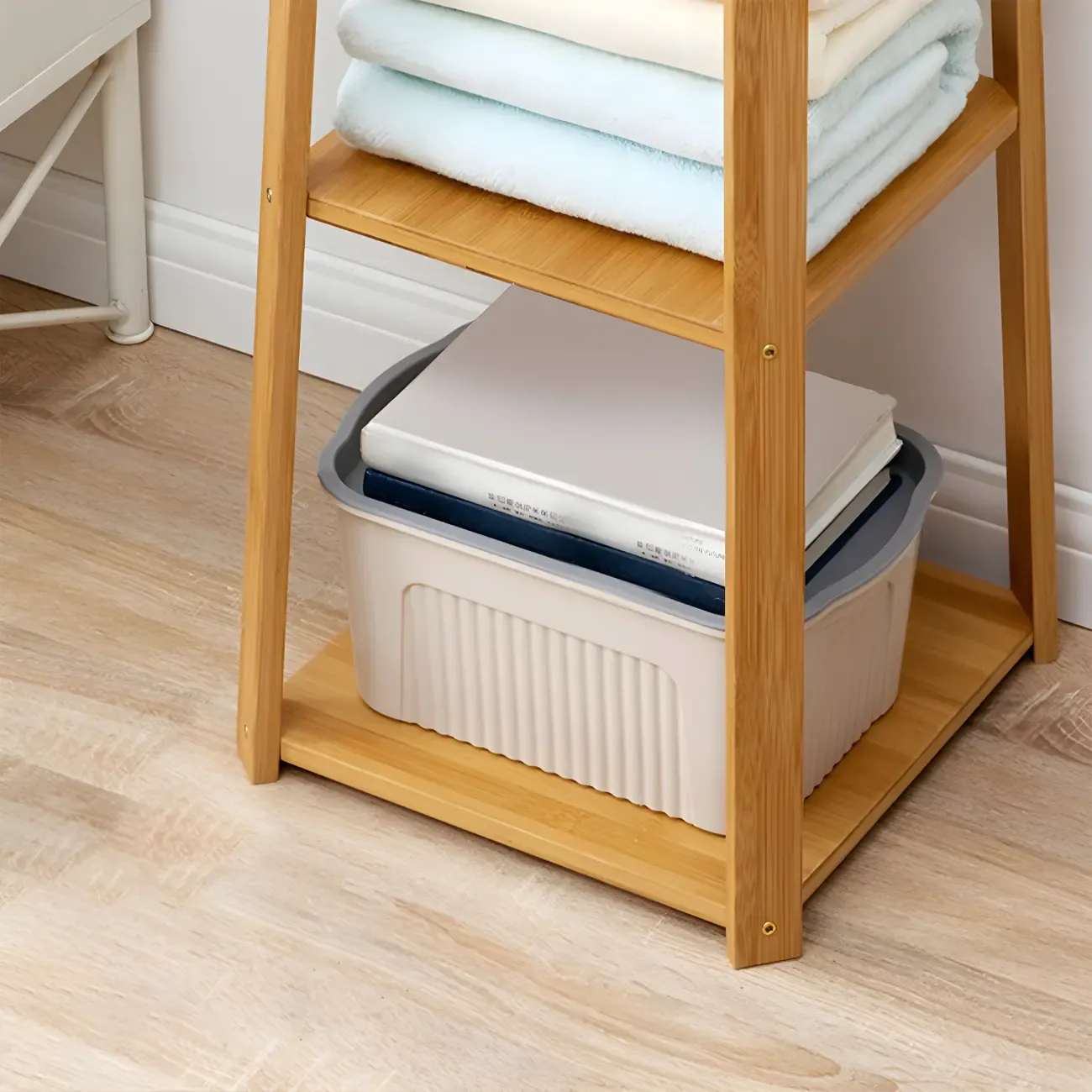 Modern Brown Wooden Hall Tree with 3 Shelves Image - 3