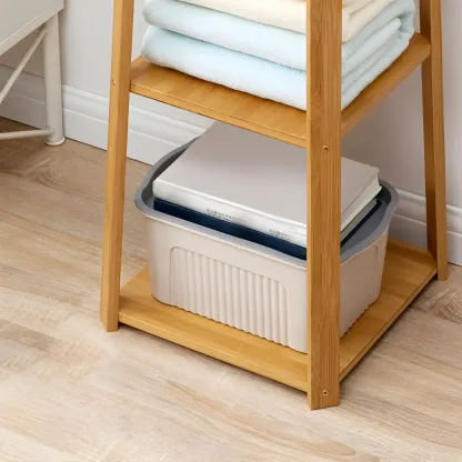 Modern Brown Wooden Hall Tree with 3 Shelves Image - 3