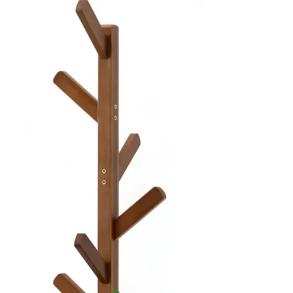 Modern Brown Wooden Hall Tree with 3 Shelves Image - 4