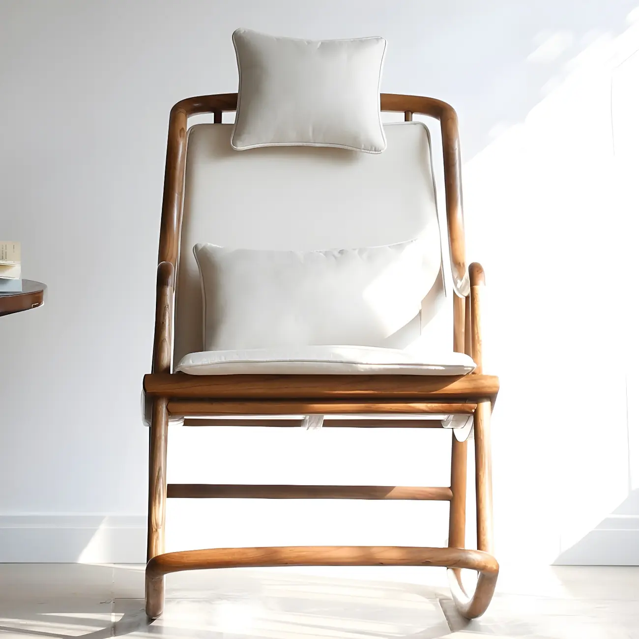 Classic Upholstered Wood Rocking Chair with Cushion for Indoor Image - 2 | homeyfad