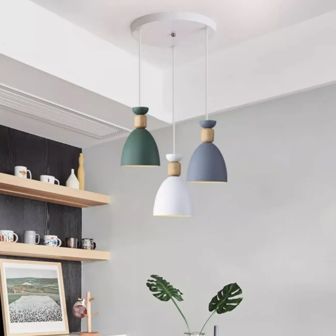 Nordic Multi-Color Metal Dome Pendant Light for Dining Room Image - 3