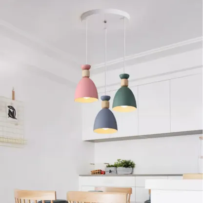 Nordic Multi-Color Metal Dome Pendant Light for Dining Room Image - 4