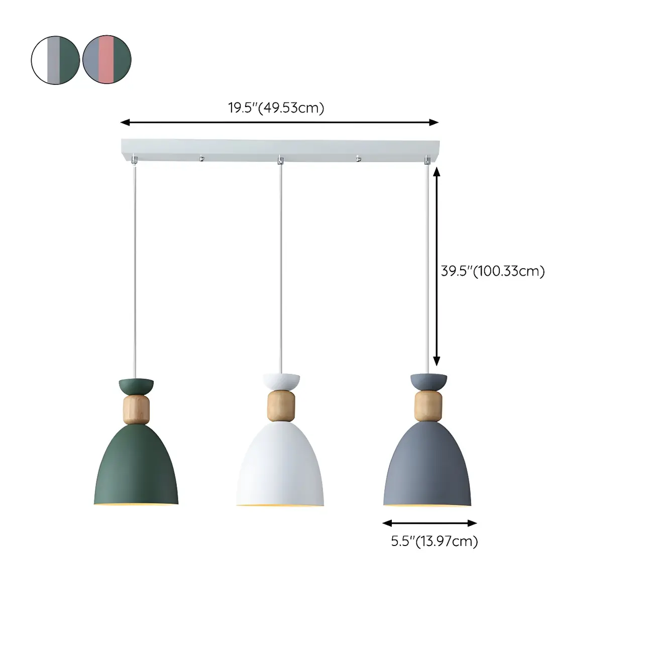 Nordic Multi-Color Metal Dome Pendant Light for Dining Room #size | homeyfad