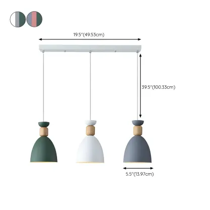 Nordic Multi-Color Metal Dome Pendant Light for Dining Room #size