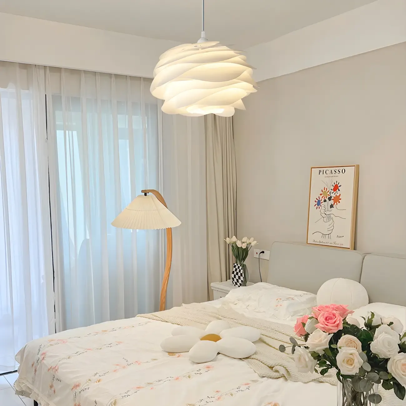 Modern Contemporary Bedroom LED Pendant light with Adjustable Length Image - 2