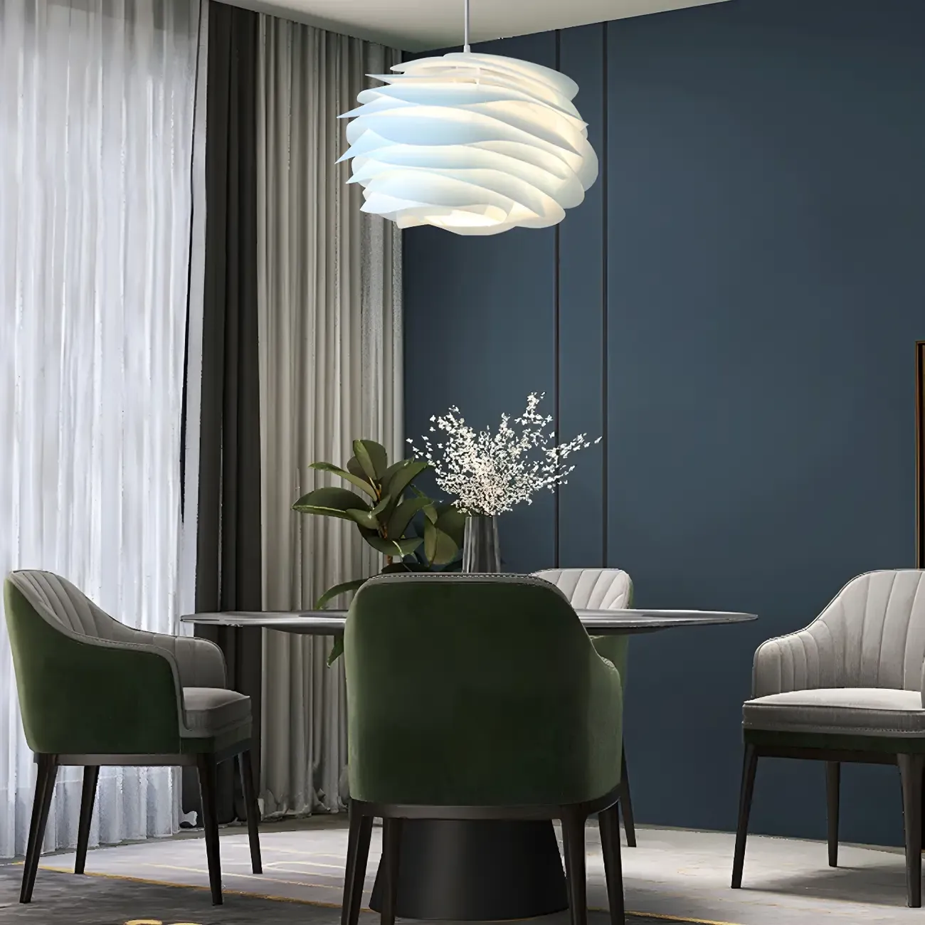 Modern Contemporary Bedroom LED Pendant light with Adjustable Length Image - 9