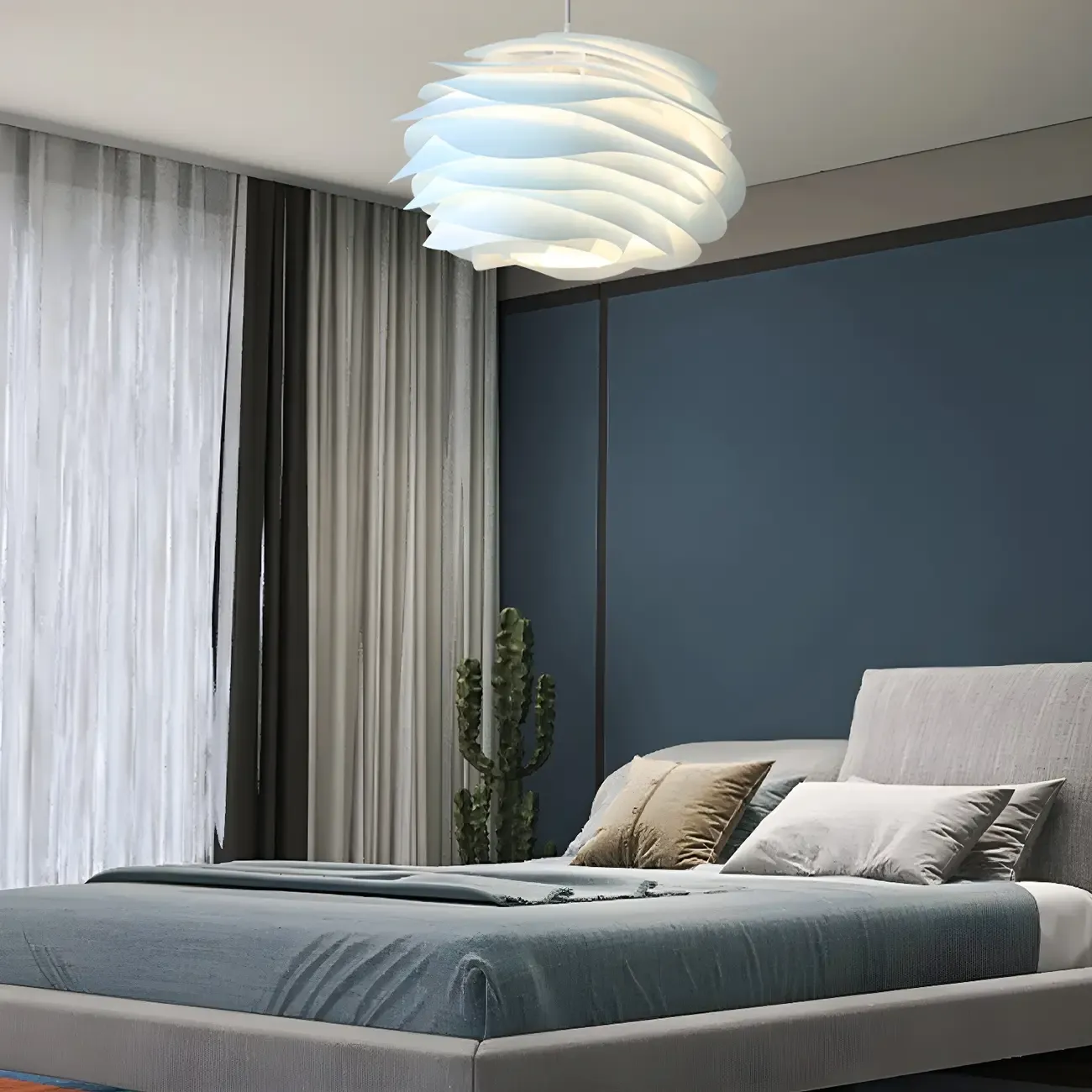 Modern Contemporary Bedroom LED Pendant light with Adjustable Length Image - 11