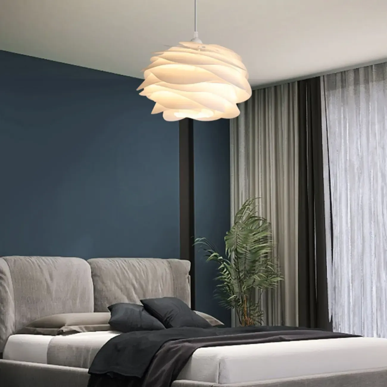Modern Contemporary Bedroom LED Pendant light with Adjustable Length Image - 14