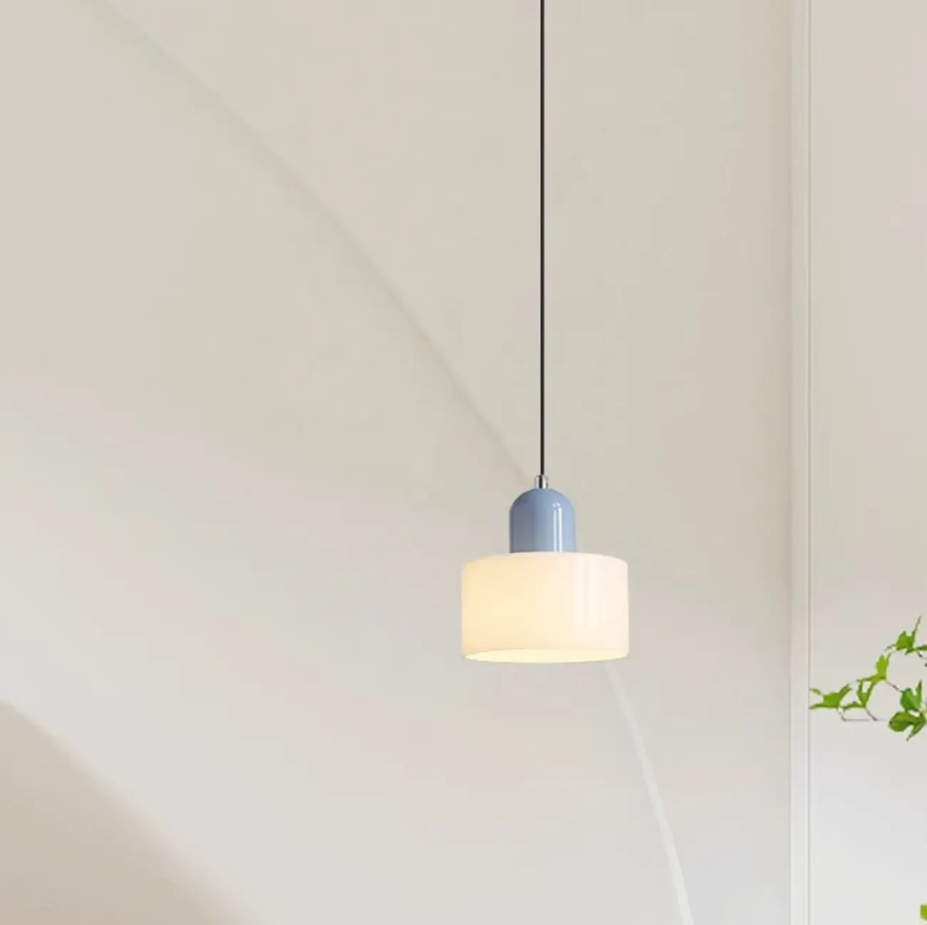 Cream Small Pendant Light with Glass Shade for Bedroom Image - 1