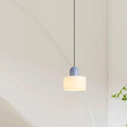 Cream Small Pendant Light with Glass Shade for Bedroom Image - 1