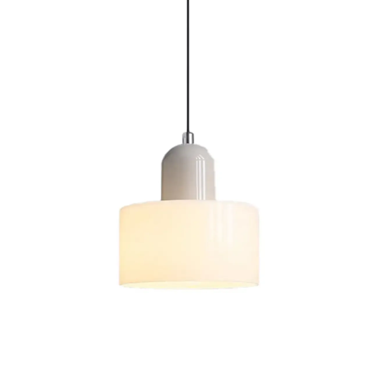 Cream Small Pendant Light with Glass Shade for Bedroom Image - 8