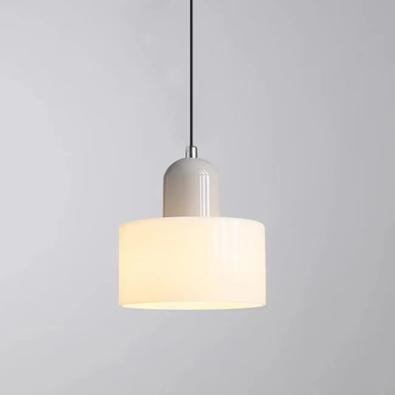 Cream Small Pendant Light with Glass Shade for Bedroom Image - 9