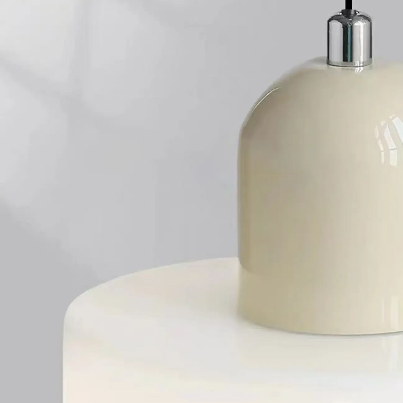 Cream Small Pendant Light with Glass Shade for Bedroom Image - 13