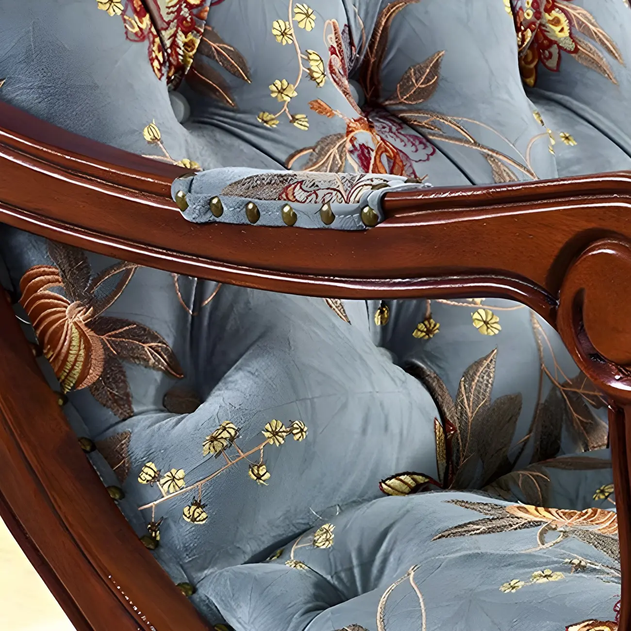 Vintage Upholstered Rocking Chair with Ottoman for Living Room Image - 8 | homeyfad