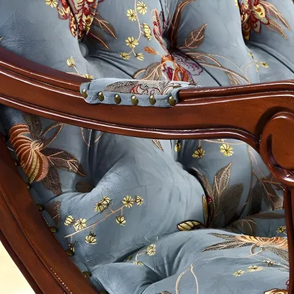 Vintage Upholstered Rocking Chair with Ottoman for Living Room Image - 8