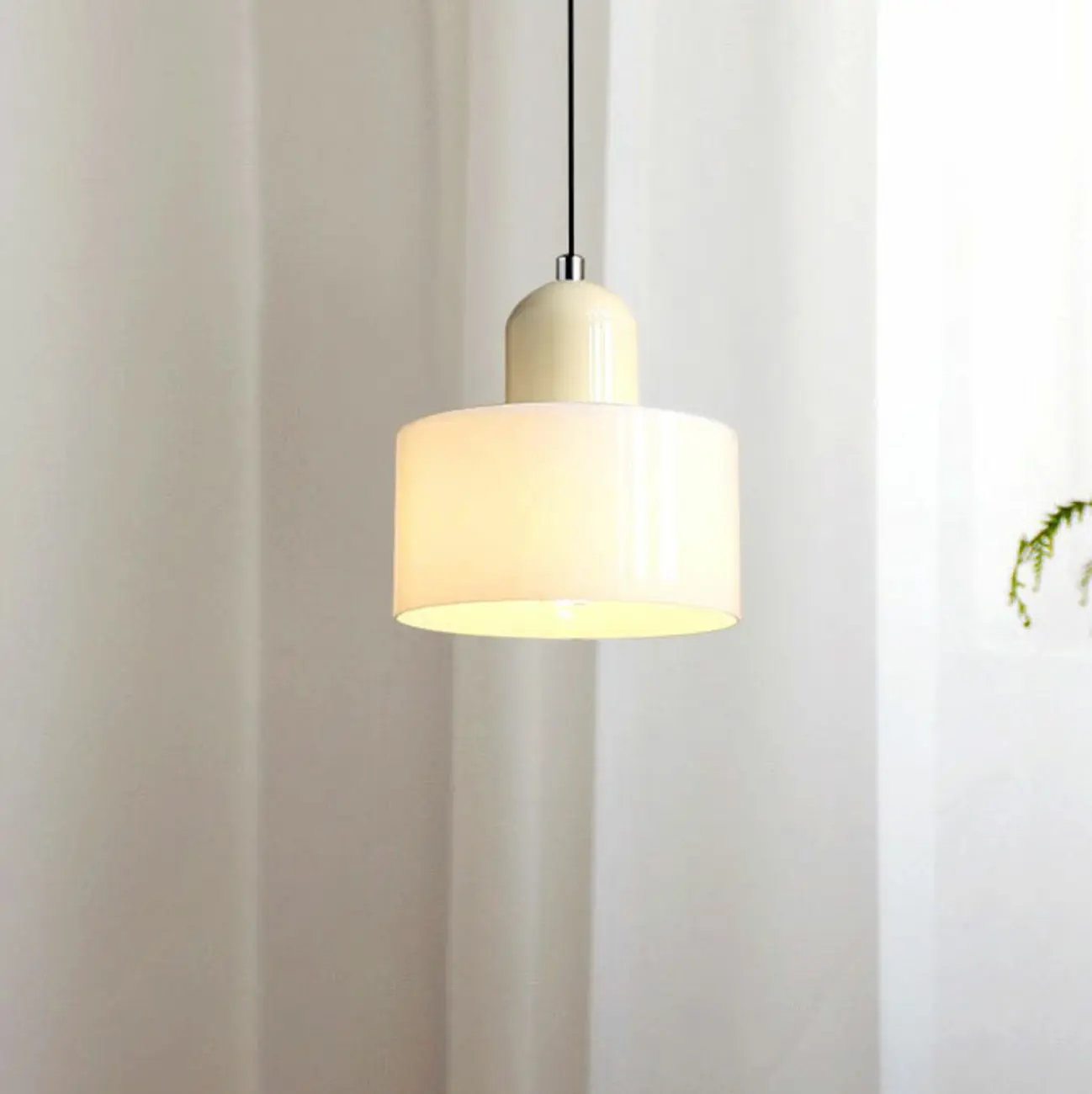 Cream Small Pendant Light with Glass Shade for Bedroom Image - 17 | homeyfad