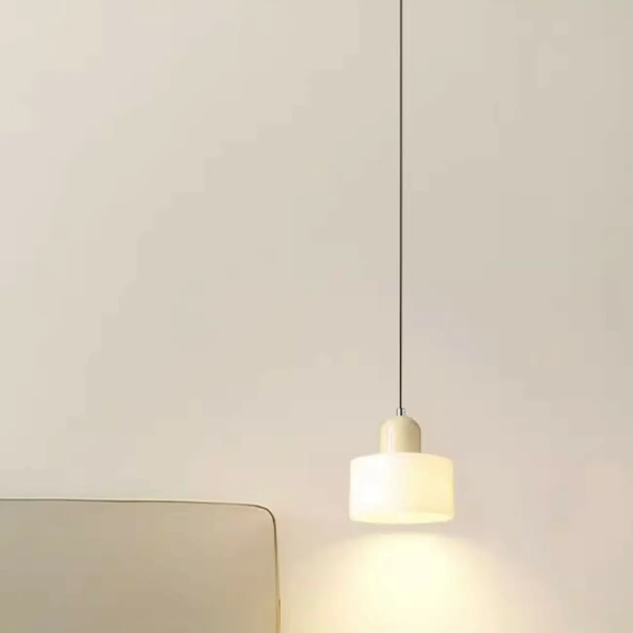 Cream Small Pendant Light with Glass Shade for Bedroom Image - 18 | homeyfad
