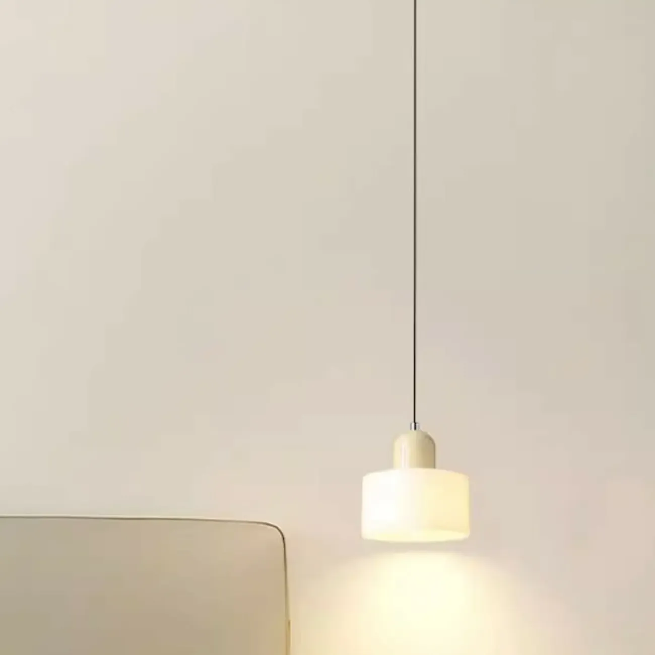 Cream Small Pendant Light with Glass Shade for Bedroom Image - 18