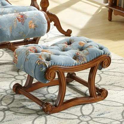 Vintage Upholstered Rocking Chair with Ottoman for Living Room Image - 12