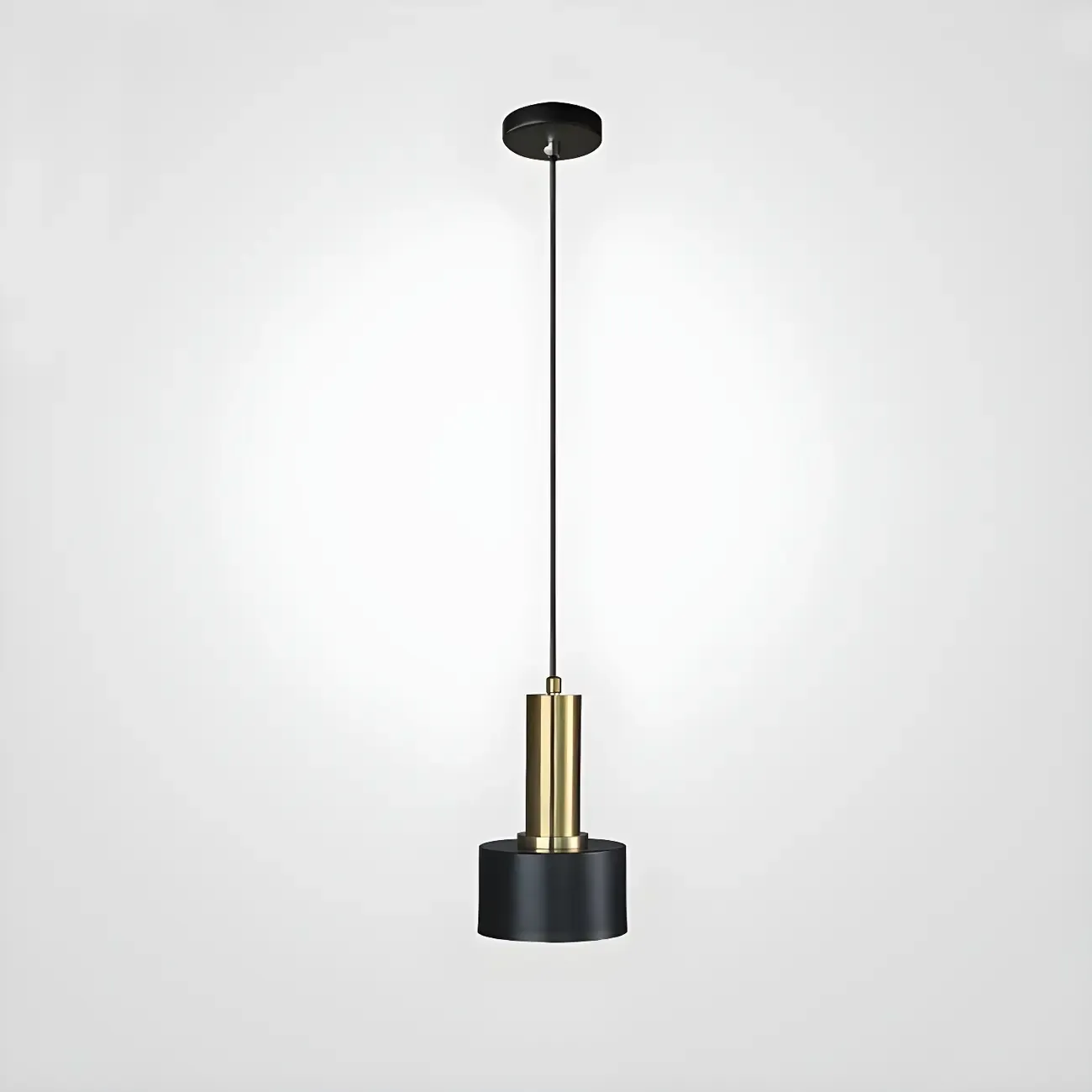 Golden Black Metal Pendant Light for Bedside with Long Line Image - 2