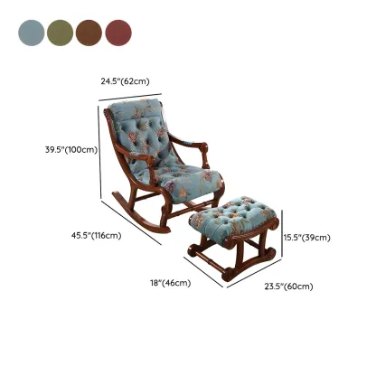 Vintage Upholstered Rocking Chair with Ottoman for Living Room Image - 14