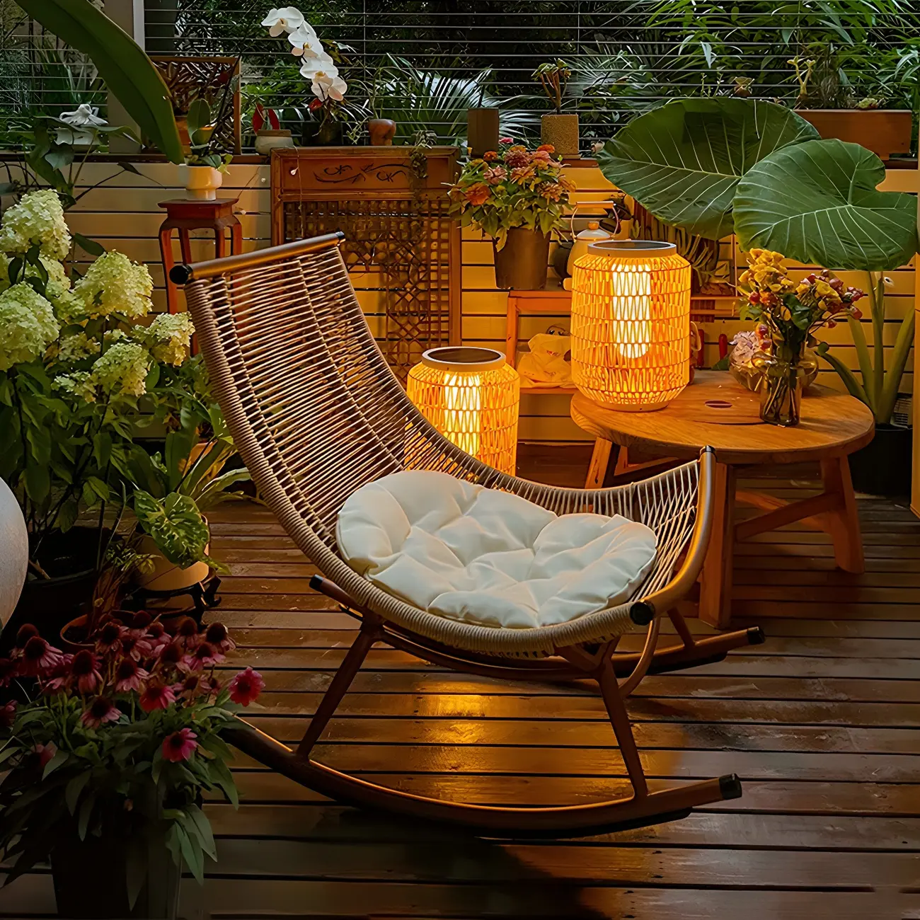 Modern Metal Upholstered Rocking Chair for Porch or Patio Image - 1 | homeyfad