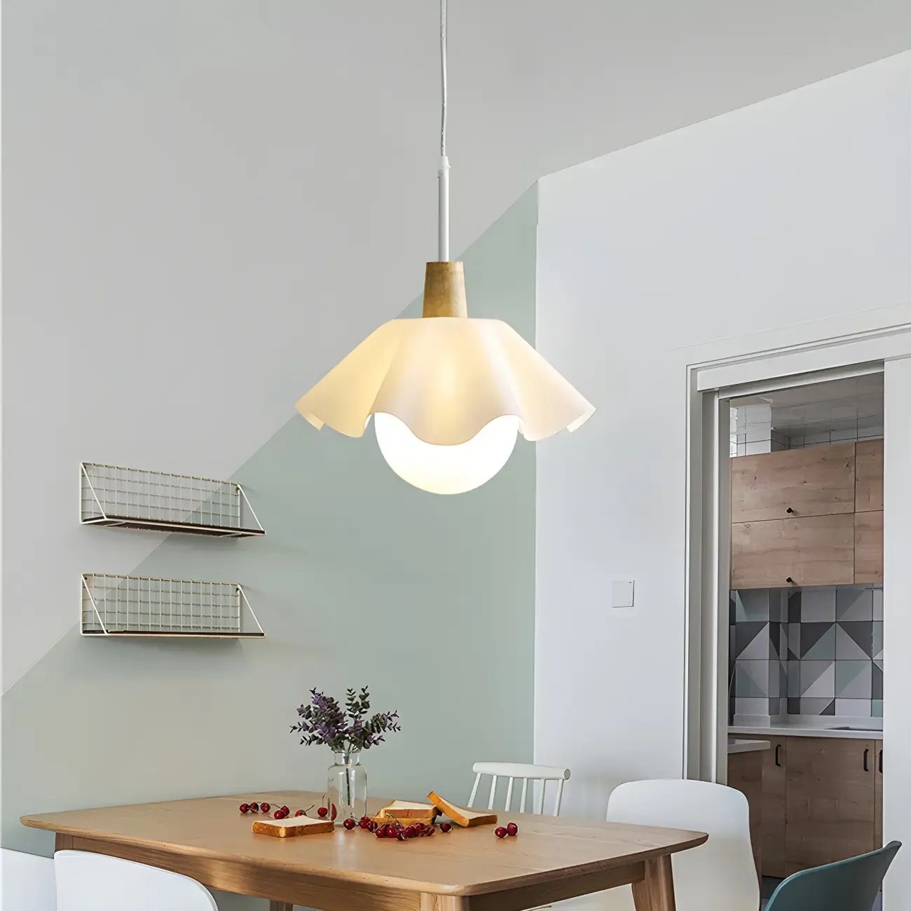 Modern White Acrylic Floral LED Pendant Light for Living Room Image - 1