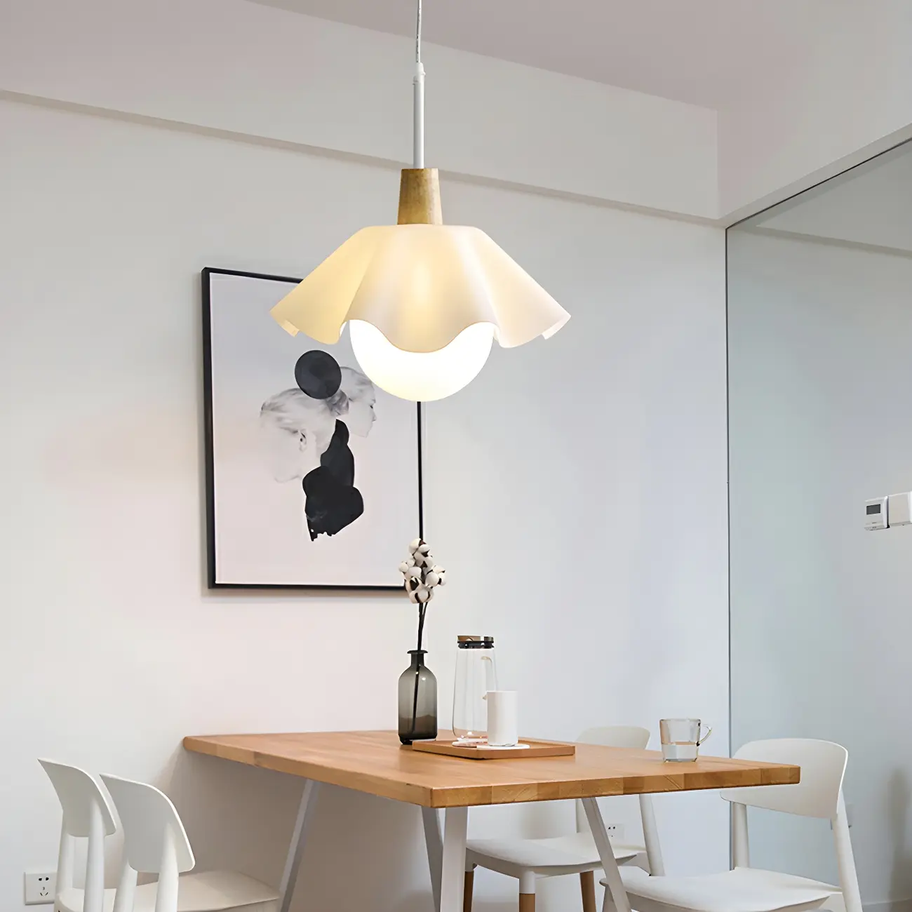 Modern White Acrylic Floral LED Pendant Light for Living Room Image - 2 | homeyfad