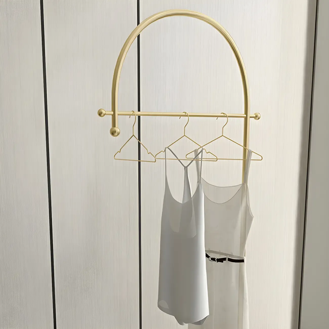 Curved Metal Coat Rack with Storage and Hooks Image - 6