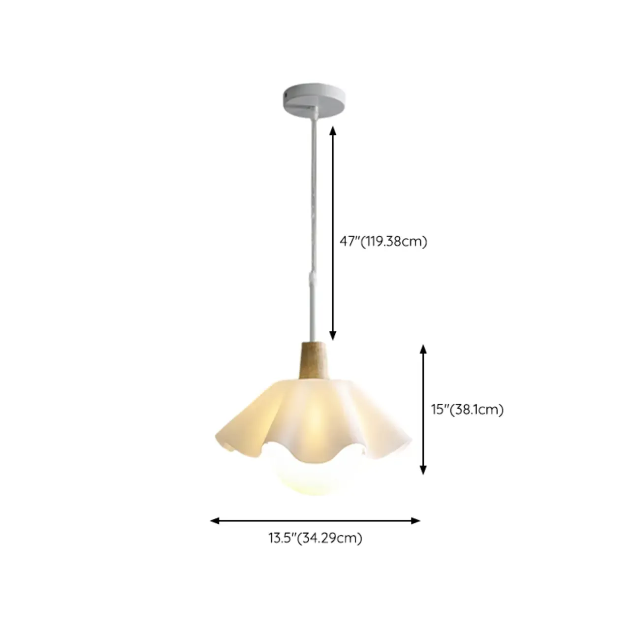 Modern White Acrylic Floral LED Pendant Light for Living Room #size