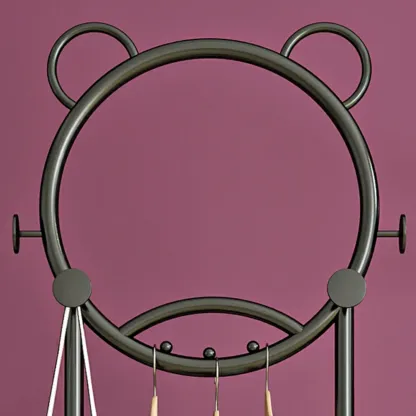 Elegant Metal Coat Rack with Hooks and Basket Image - 8