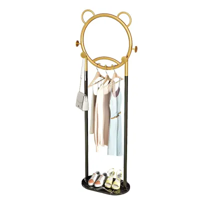 Elegant Metal Coat Rack with Hooks and Basket Image - 11