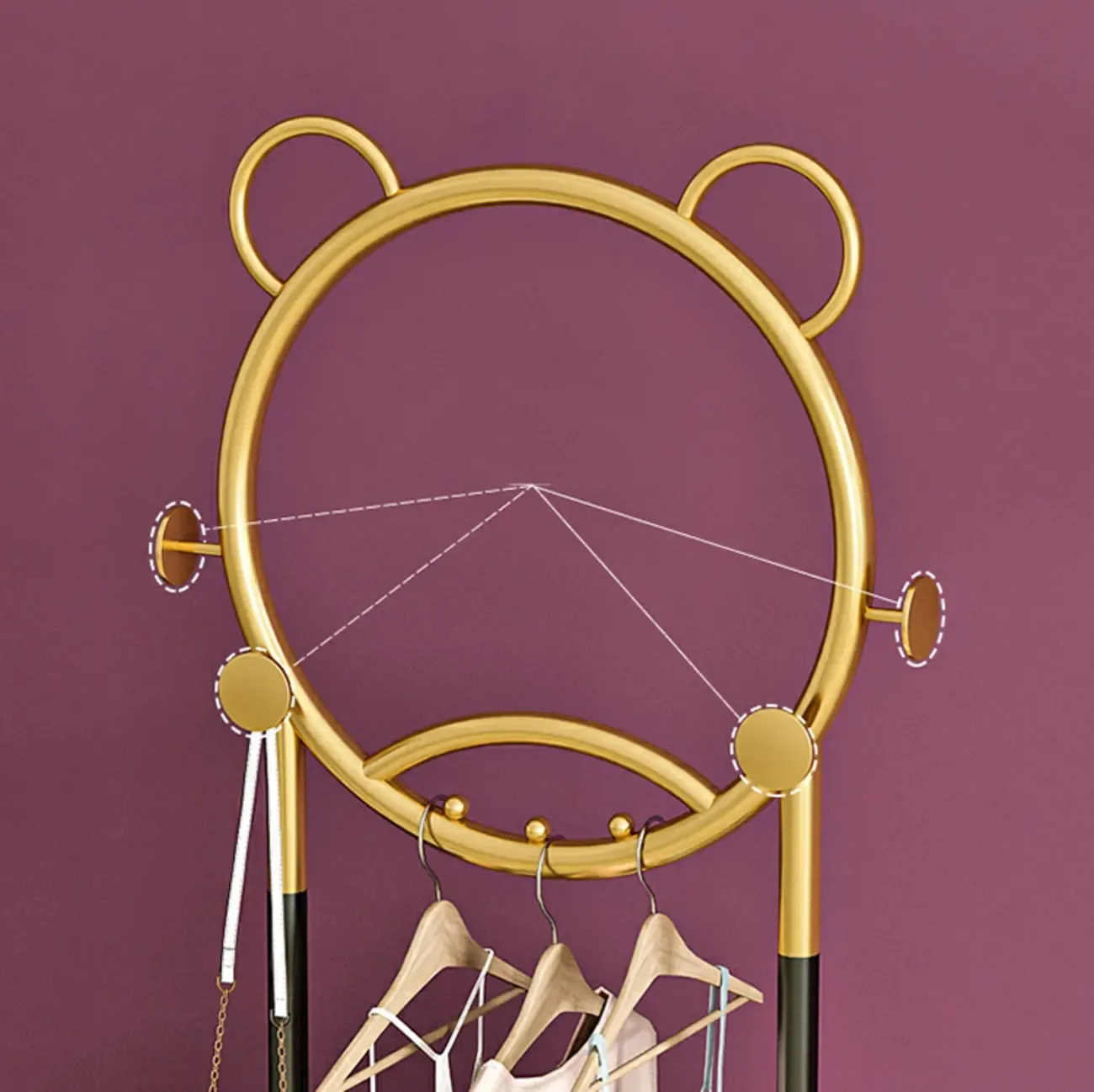 Elegant Metal Coat Rack with Hooks and Basket Image - 12