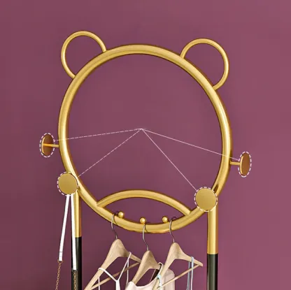 Elegant Metal Coat Rack with Hooks and Basket Image - 12