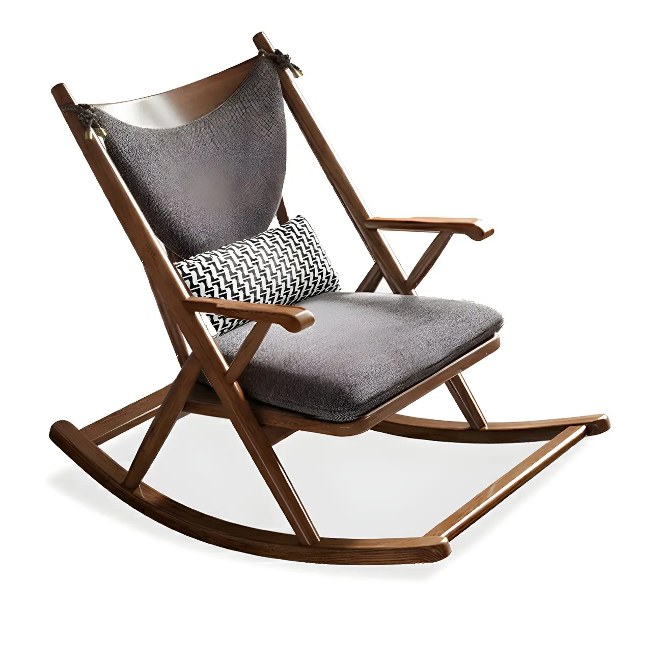 Wood Upholstered Rocking Chair with Ottoman for Living Room Image - 2 | homeyfad