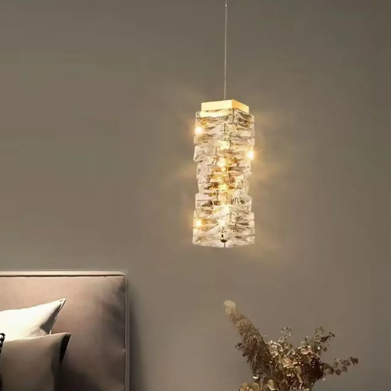 Designer Rectangle Crystal LED Pendant Light for Modern Home Décor Image - 1