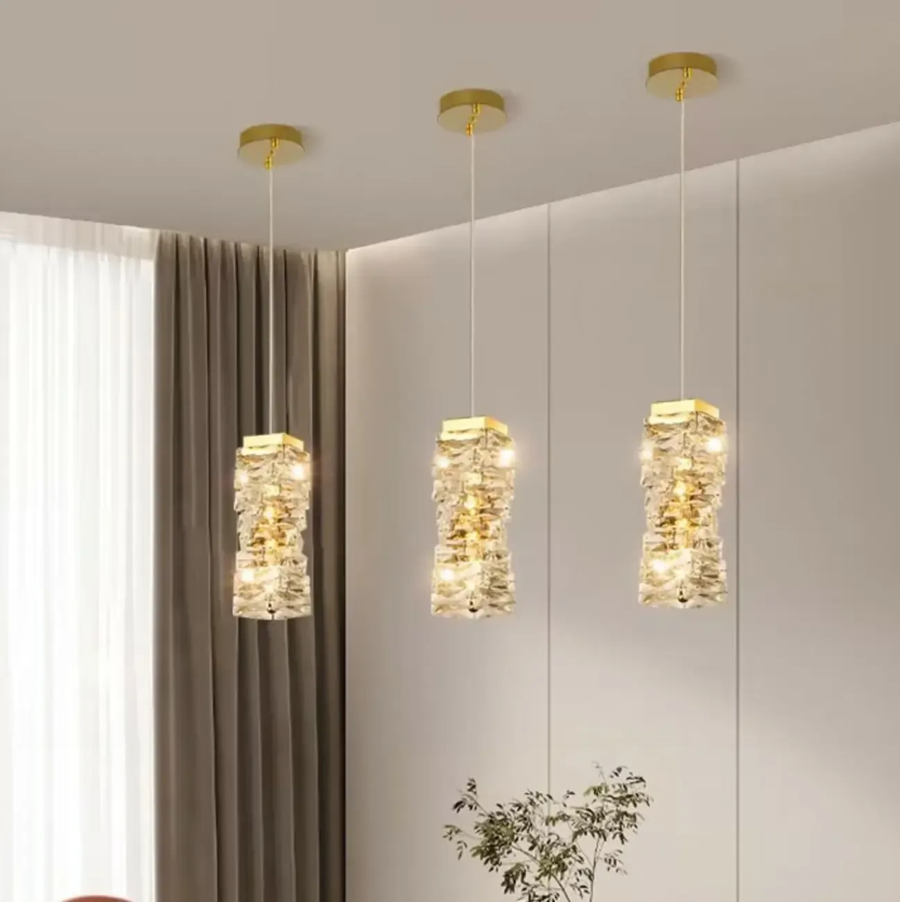Designer Rectangle Crystal LED Pendant Light for Modern Home Décor Image - 4
