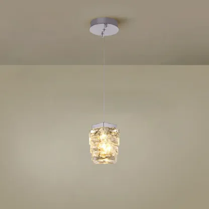 Designer Rectangle Crystal LED Pendant Light for Modern Home Décor Image - 6