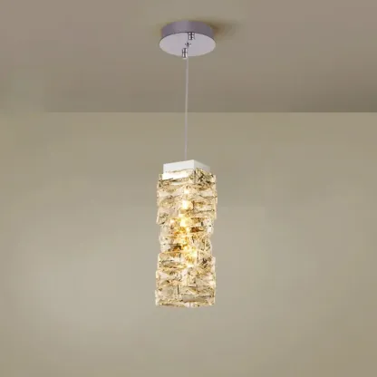 Designer Rectangle Crystal LED Pendant Light for Modern Home Décor Image - 8