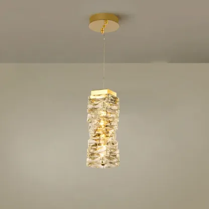 Designer Rectangle Crystal LED Pendant Light for Modern Home Décor Image - 9