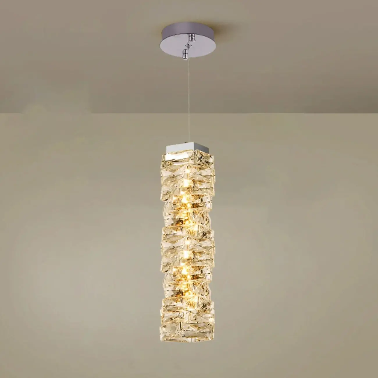 Designer Rectangle Crystal LED Pendant Light for Modern Home Décor Image - 10 | homeyfad